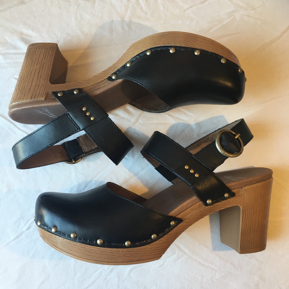 Dansko Dotty Black Full Grain Sandal Clog Heel 42